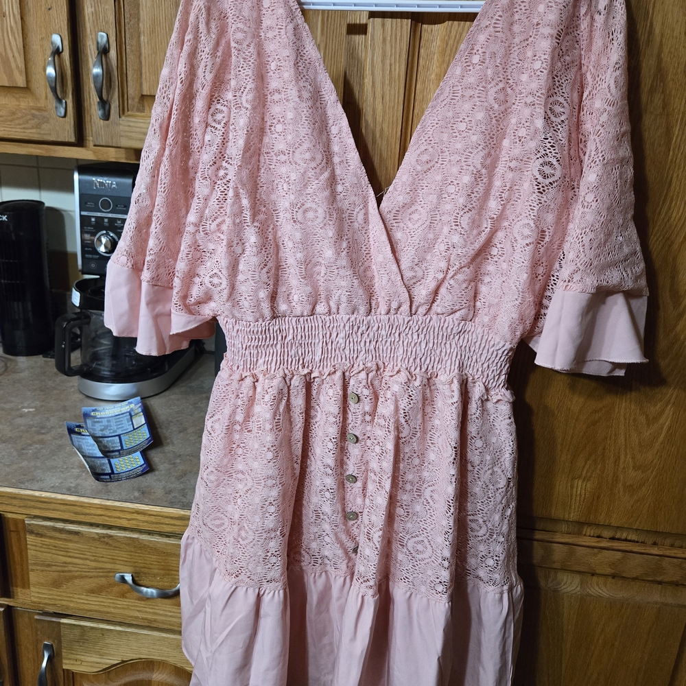 SHEIN Pink Lace Mini Dress
